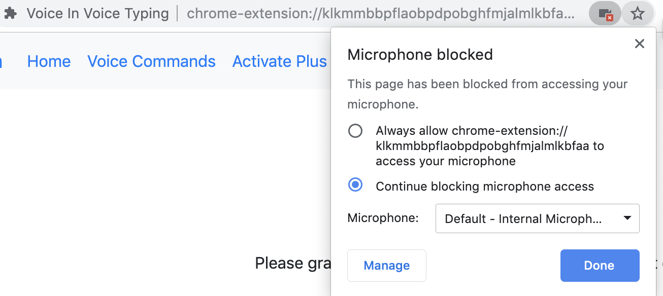 voice actions for chrome not working